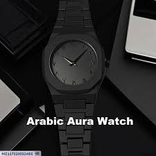 Men's Black Arabic Aura Watch – Elegant Style & Genuine Quality.